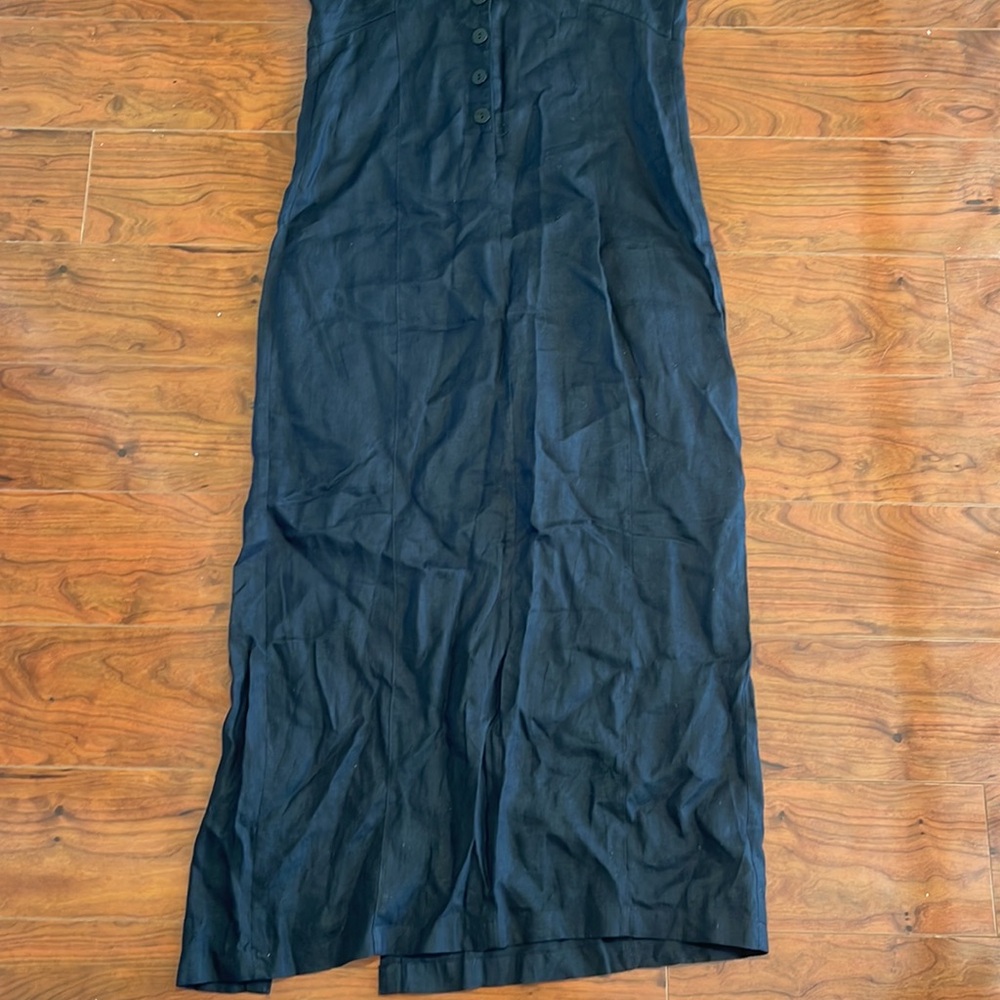 Nitya Black Linen Sleeveless Maxi Dress with Button Details on Back - Picture 12 of 12